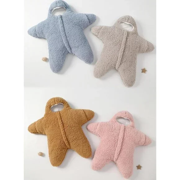 Baby Starfish Onesie Thick Cotton Fleece Baby Wearable Swaddle Bag - Picture 3 of 8